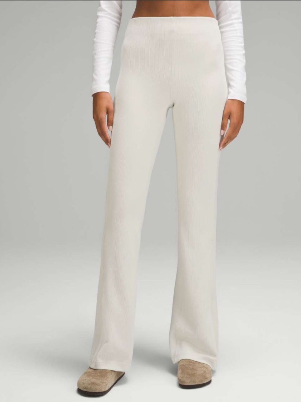 Lululemon Brushed Softstreme Ribbed Zip Flared Pant 32.5" Bone